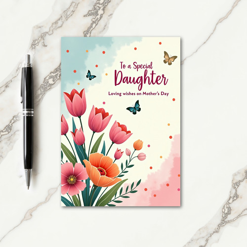 Watercolor Tulips Mothers Day Card
