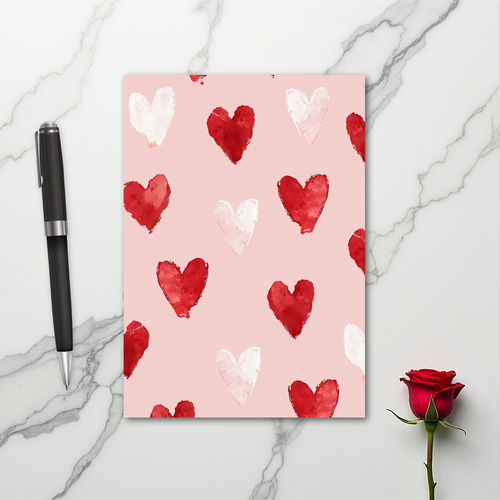 Watercolor Valentine Hearts Card