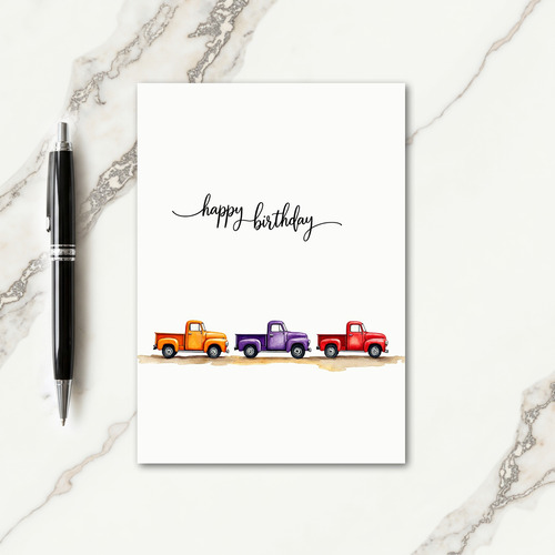 Watercolor Vehicle Birthday Card