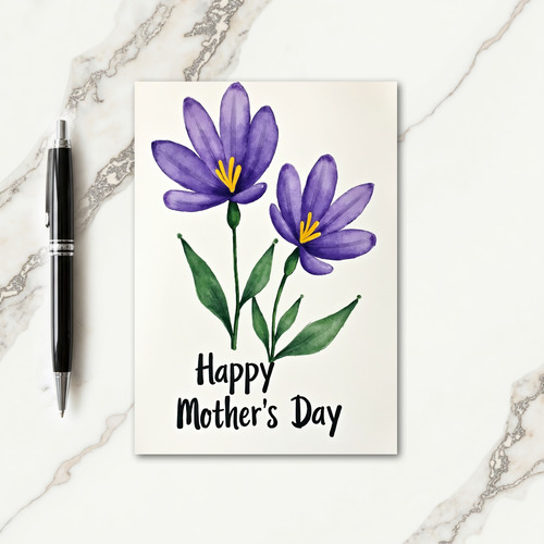 Watercolor Violet Floral Card