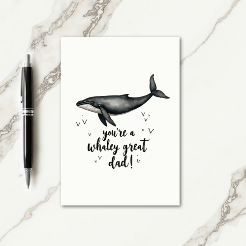 Watercolor Whale Fathers Day Card