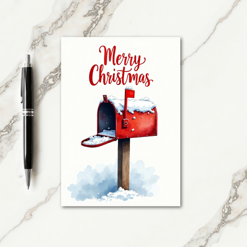 Watercolor Winter Mailbox Card
