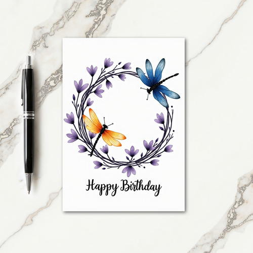 Watercolor Wreath Birthday Card