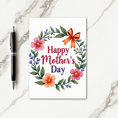 Watercolor Wreath Mothers Day Card