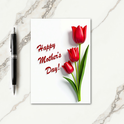 Waxy Red Blooms Mothers Day Card