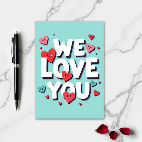 We Love You Graphic Hearts Card