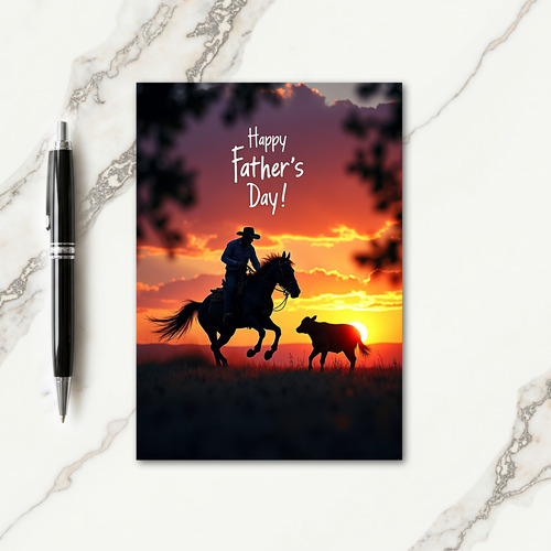 Western Fathers Day Sunset Card
