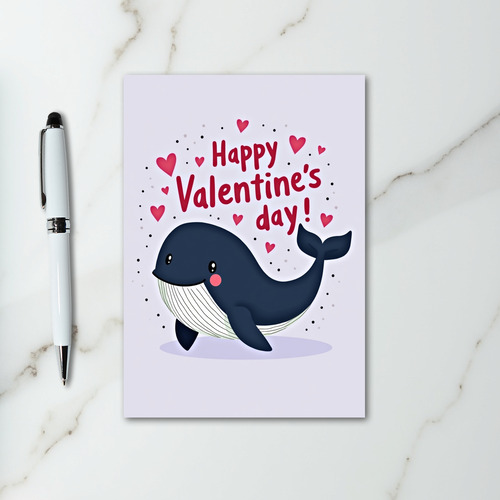 Whale Valentine Striped Love Card
