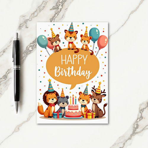 Whimsical Animal Celebration Card