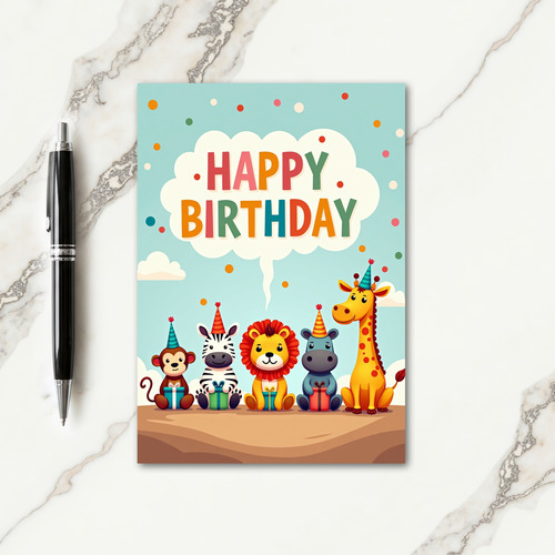 Whimsical Animals Birthday Card