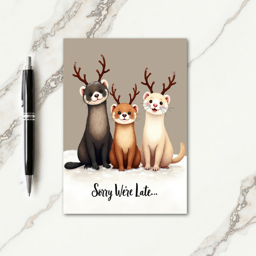 Whimsical Antlers Christmas Card