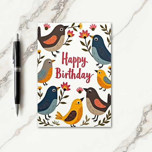 Whimsical Avian Birthday Card