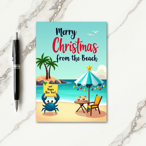 Whimsical Beach Christmas Card