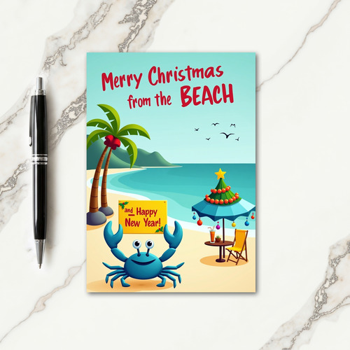 Whimsical Beach Holiday Card