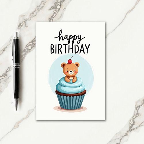 Whimsical Bear Treat Birthday Card