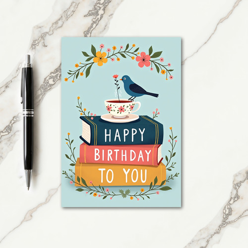 Whimsical Bird Book Card