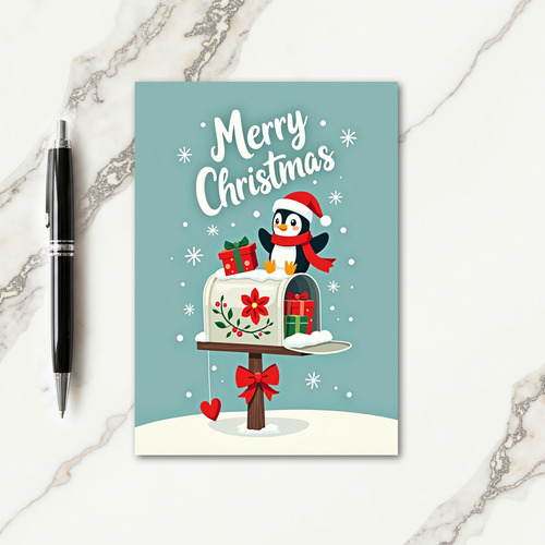 Whimsical Bird Mailbox Christmas Card thumbnail