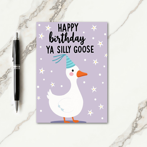 Whimsical Bird Party Hat Birthday Card