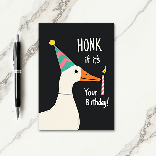 Whimsical Bird Party Hat Card