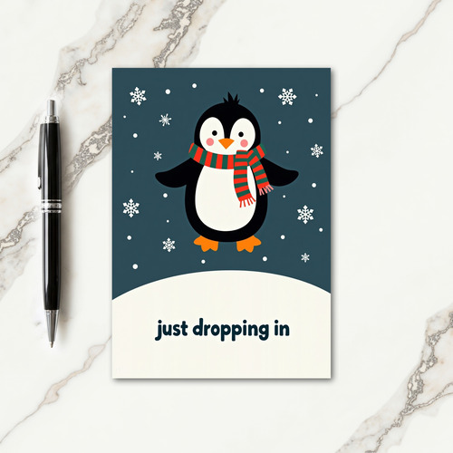 Whimsical Bird Snow Christmas Card