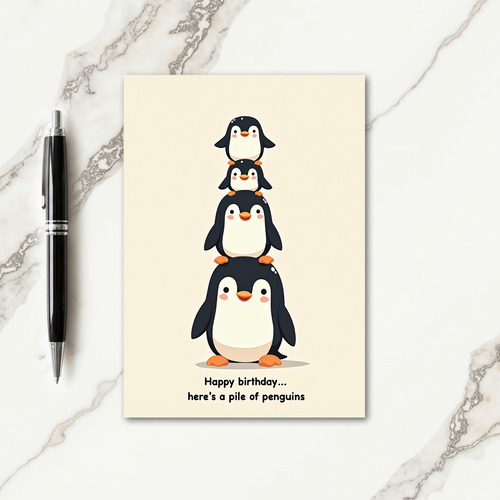 Whimsical Bird Stack Birthday Card
