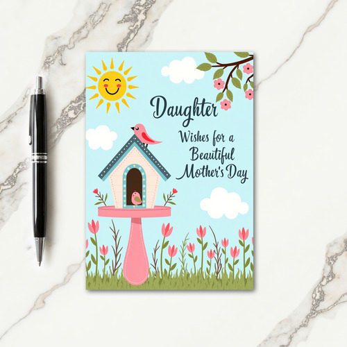 Whimsical Birdhouse Mothers Card