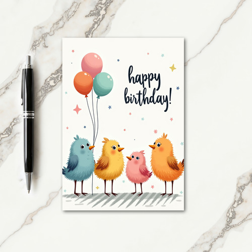 Whimsical Birds Birthday Card