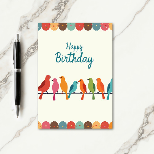 Whimsical Birds Birthday Wish Card