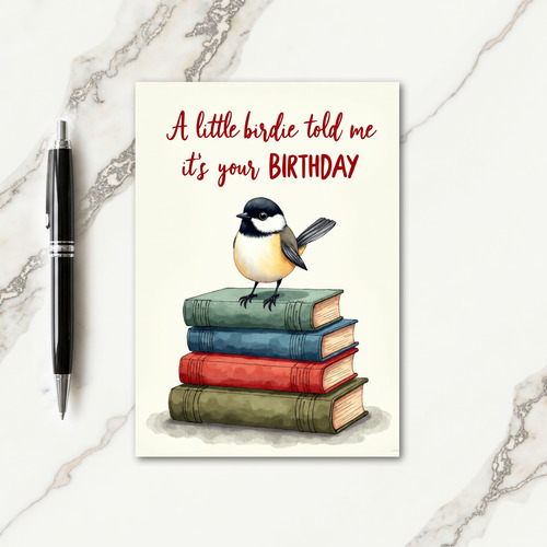 Whimsical Birthday Bird Books Card