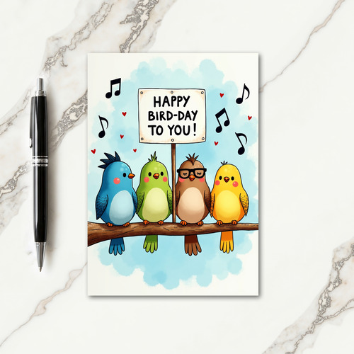 Whimsical Birthday Bird Friends Card