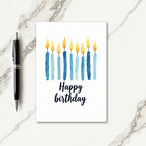 Whimsical Birthday Blue Candle Card