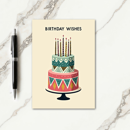 Whimsical Birthday Cake Art Card