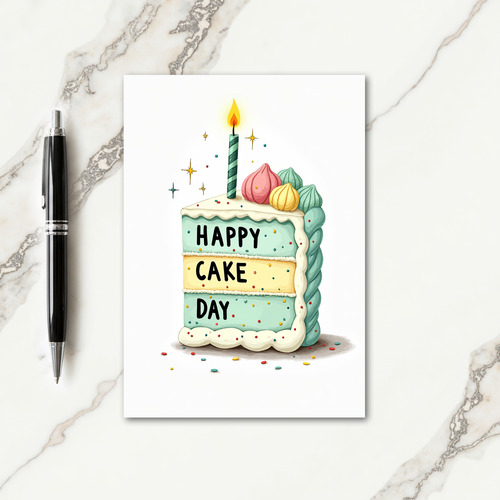 Whimsical Birthday Cake Slice Card