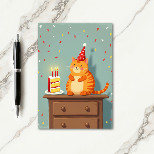 Whimsical Birthday Cat Card