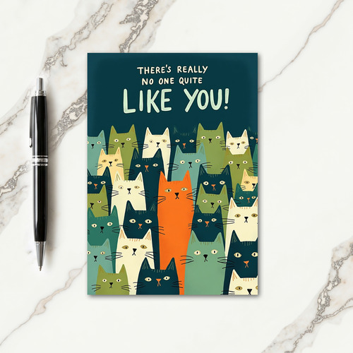 Whimsical Birthday Feline Art Card