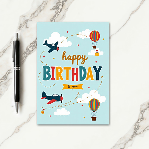 Whimsical Birthday Flight Card