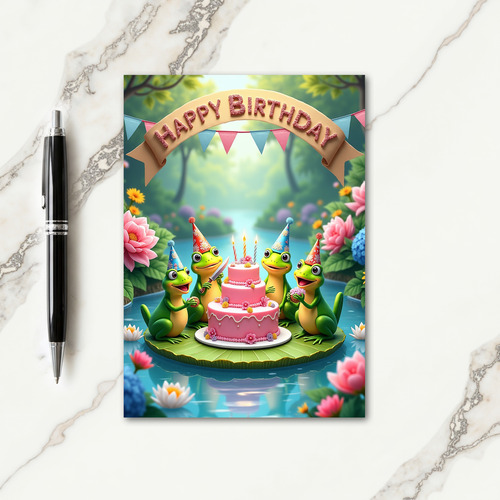 Whimsical Birthday Frogs Card