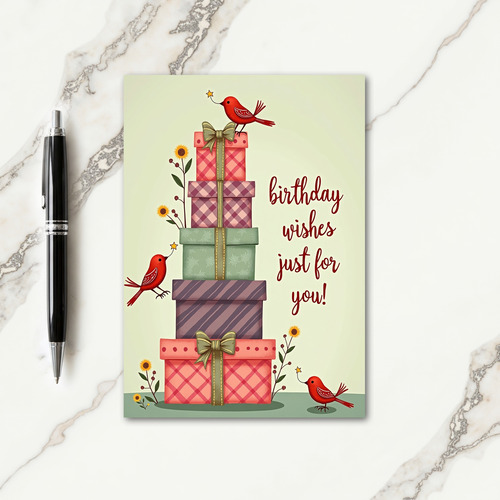 Whimsical Birthday Gift Stack Card