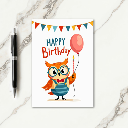 Whimsical Birthday Owl Card