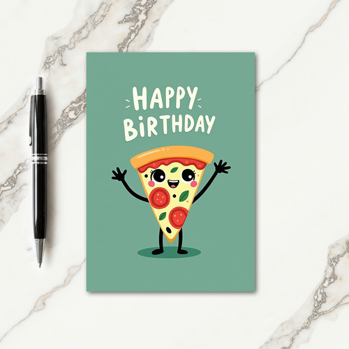 Whimsical Birthday Pizza Card