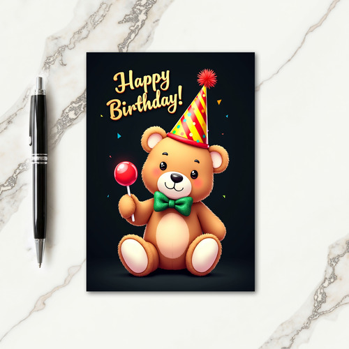 Whimsical Birthday Plush Bear Card