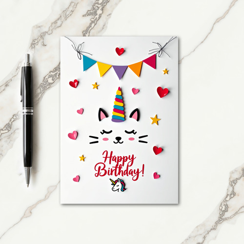 Whimsical Birthday Rainbow Horn Card