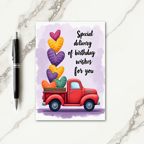 Whimsical Birthday Red Truck Card