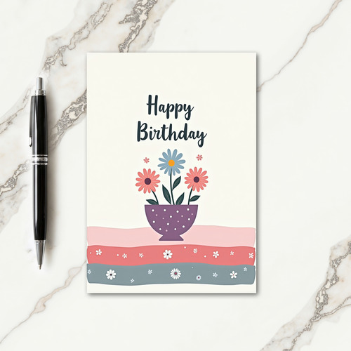 Whimsical Blossom Birthday Card