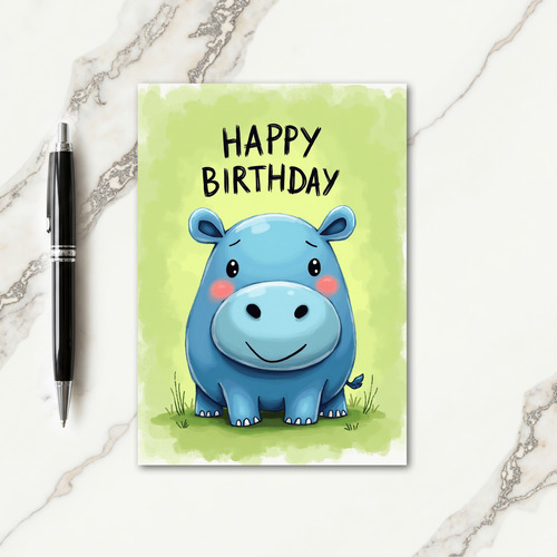 Whimsical Blue Birthday Card