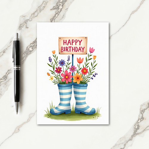Whimsical Boots Birthday Card