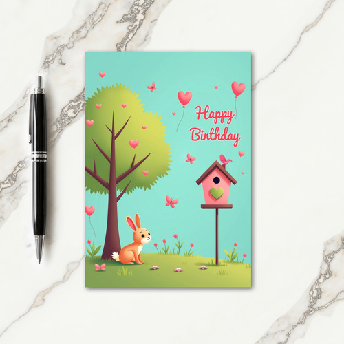 Whimsical Bunny Birthday Card