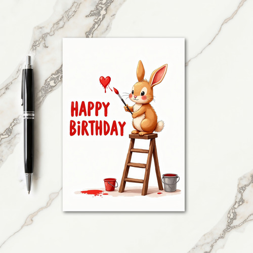Whimsical Bunny Heart Card