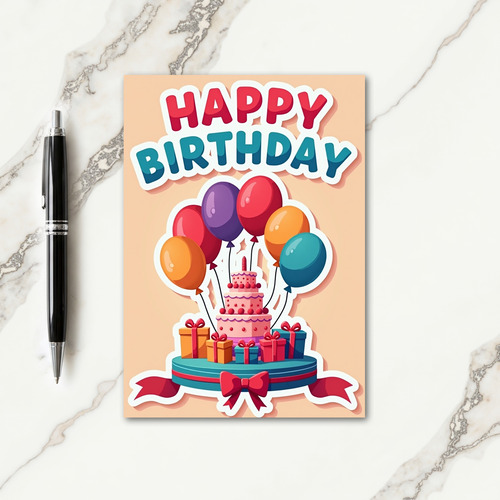 Whimsical Cake Birthday Card