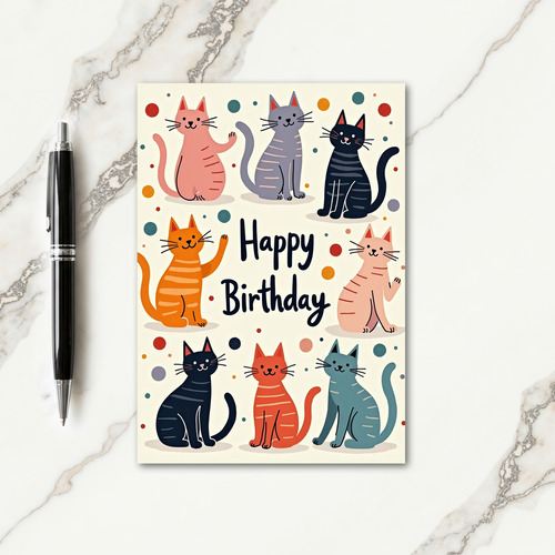 Whimsical Cat Art Card